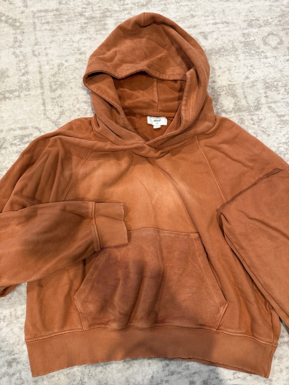 Rust Orange Hooded Pullover Sweatshirt